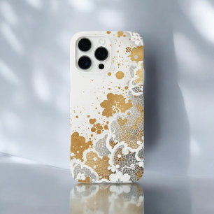 Funda iPhone 16 Pro Max Flor de oro blanco