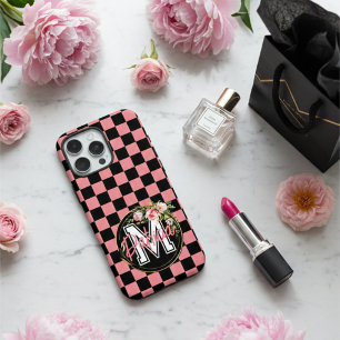 Funda iPhone 16 Pro Max Flor negra monogramada y PINK controlada