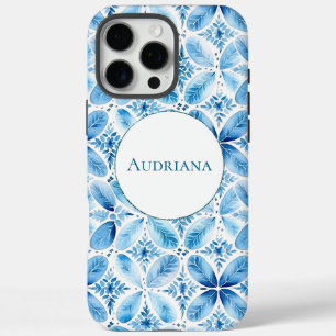 Funda iPhone 16 Pro Max Floral blanca azul