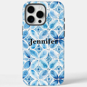 Funda iPhone 16 Pro Max Floral blanca azul