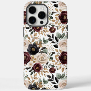 Funda iPhone 16 Pro Max Floral crema burgundy chic  