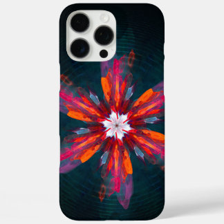 Funda iPhone 16 Pro Max Floral Mandala Flores Naranja Azul Rojo Resumen