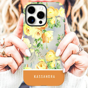 Funda iPhone 16 Pro Max Floral personalizado de amarillo y mostaza