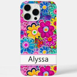Funda iPhone 16 Pro Max Floral Personalizado Retro Groovy