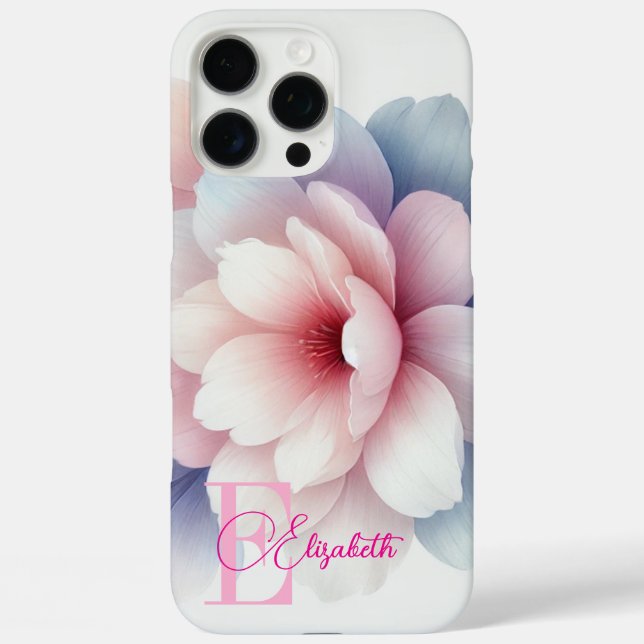 Funda iPhone 16 Pro Max Floral rosa pastel romántico personalizada (Reverso )