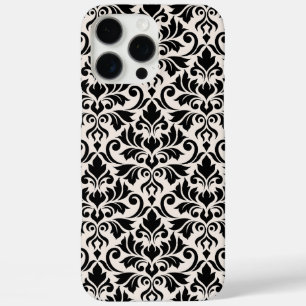 Funda iPhone 16 Pro Max Florecer Damask Gran Patrón Negro sobre Crema