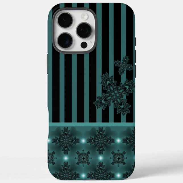 Funda iPhone 16 Pro Max Flores artdeco en estilo retro (Reverso)