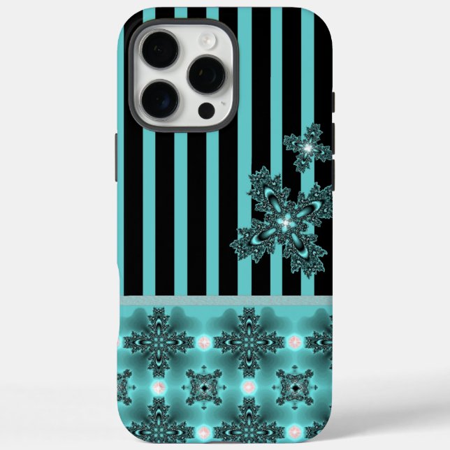 Funda iPhone 16 Pro Max Flores artdeco en estilo retro (Reverso)