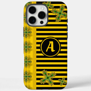 Funda iPhone 16 Pro Max Flores Artdeco en estilo retro con monograma