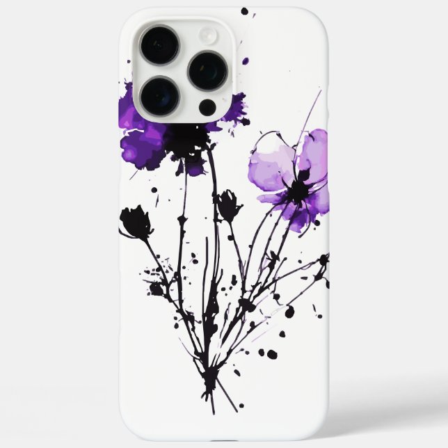 Funda iPhone 16 Pro Max Flores de acuarela abstractas (Reverso )