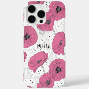 Funda iPhone 16 Pro Max Flores de amapola personalizado monograma estuches