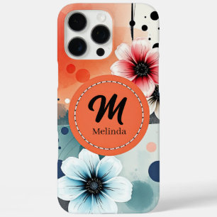 Funda iPhone 16 Pro Max Flores de color de agua azul rosa angustiado Arte 