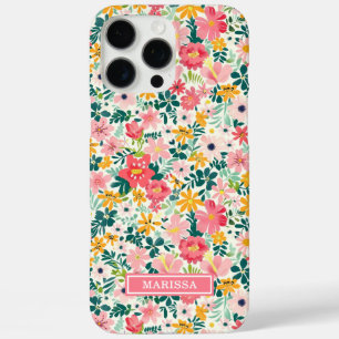 Funda iPhone 16 Pro Max Flores de Coral Ditsy Monogramadas