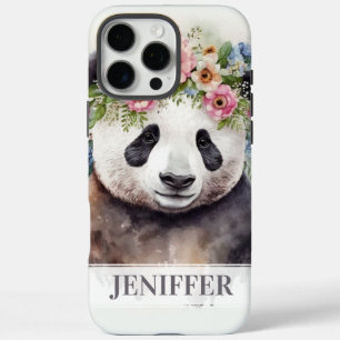 Funda iPhone 16 Pro Max Flores de Panda Acuarela                          