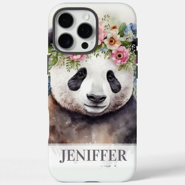Funda iPhone 16 Pro Max Flores de Panda Acuarela                           (Reverso)