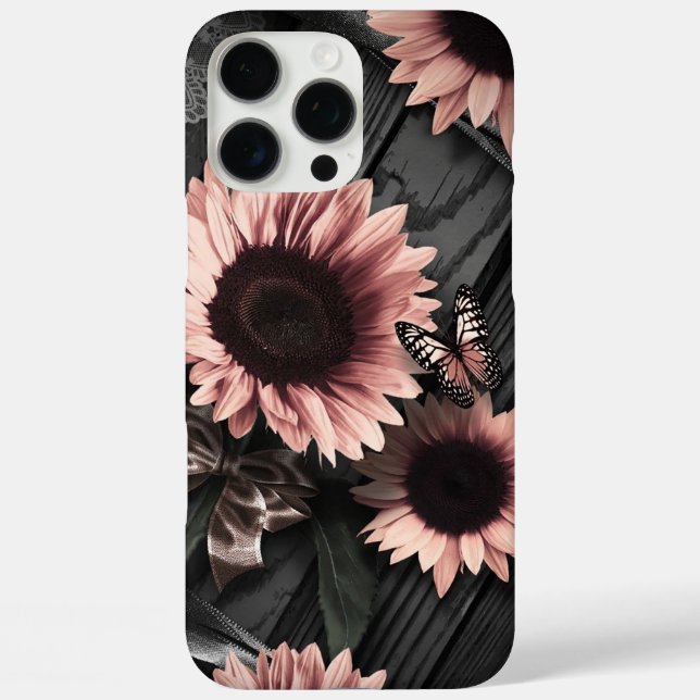 Funda iPhone 16 Pro Max Flores de sol y mariposas (Reverso )
