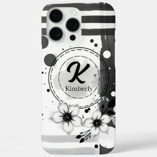 Funda iPhone 16 Pro Max Flores negras y blancas con problemas