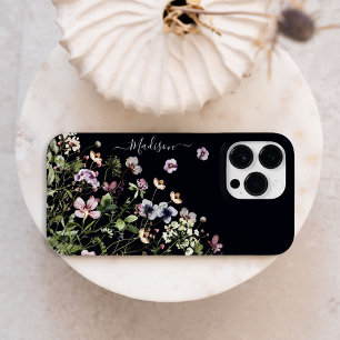 Funda iPhone 16 Pro Max Flores silvestres moradas a la acuarela