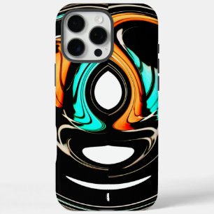 Funda iPhone 16 Pro Max Fluidez Etérea Abstracto Negro, Cian y Blanco