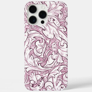 Funda iPhone 16 Pro Max Follaje barroco ornamentado rosa