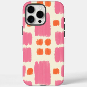Funda iPhone 16 Pro Max Formas pintadas de rosa y naranja sobre un fondo c