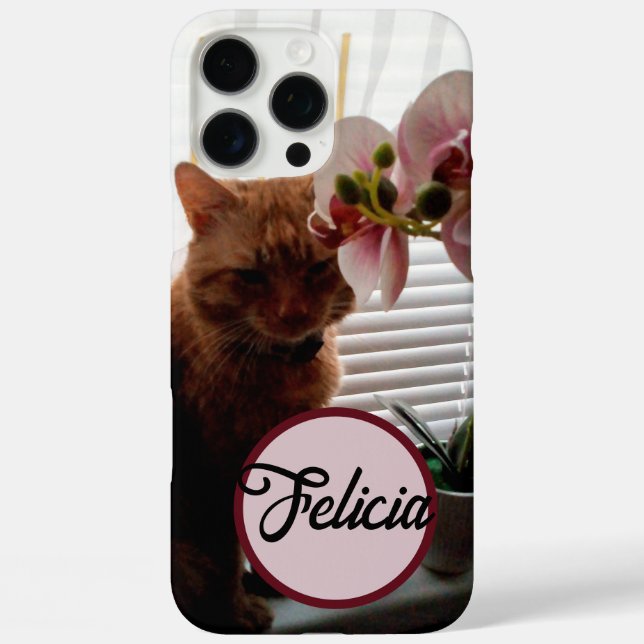 Funda iPhone 16 Pro Max Foto de gato mascota y nombre personalizado (Reverso )