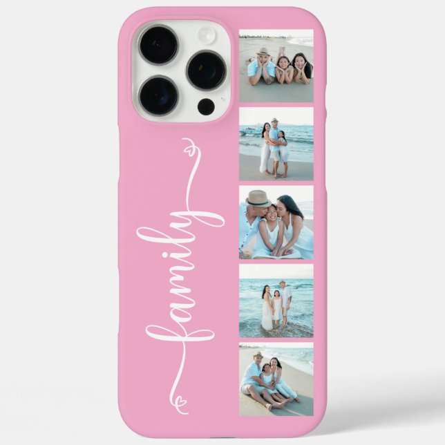 Funda iPhone 16 Pro Max Foto Familiar Script Rosa (Reverso )