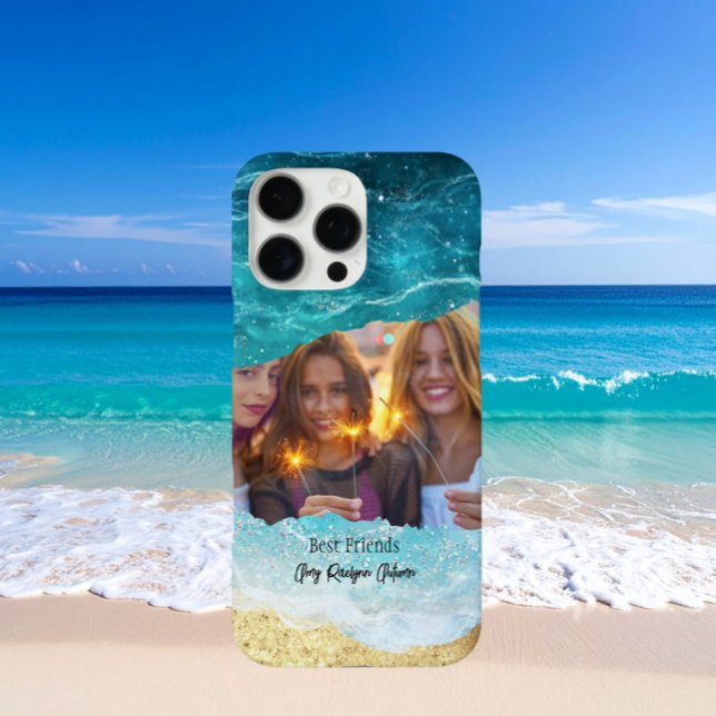 Funda iPhone 16 Pro Max Foto personalizada de amigas en la playa/océano (Subido por el creador)