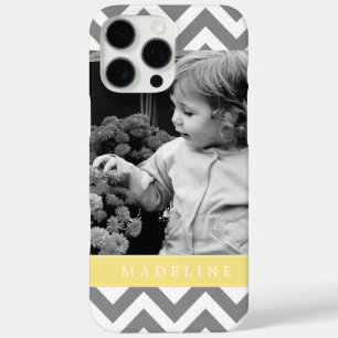 Funda iPhone 16 Pro Max Foto personalizada de zigzags grises y amarillos