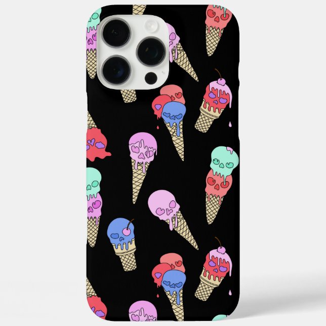 Funda iPhone 16 Pro Max Fun Melty Summer Gótico Skull Helado Crema pastel  (Reverso )