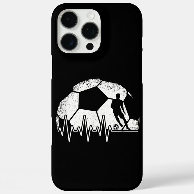 Funda iPhone 16 Pro Max Funny Soccer Heartbeat Soccer Player (Reverso )