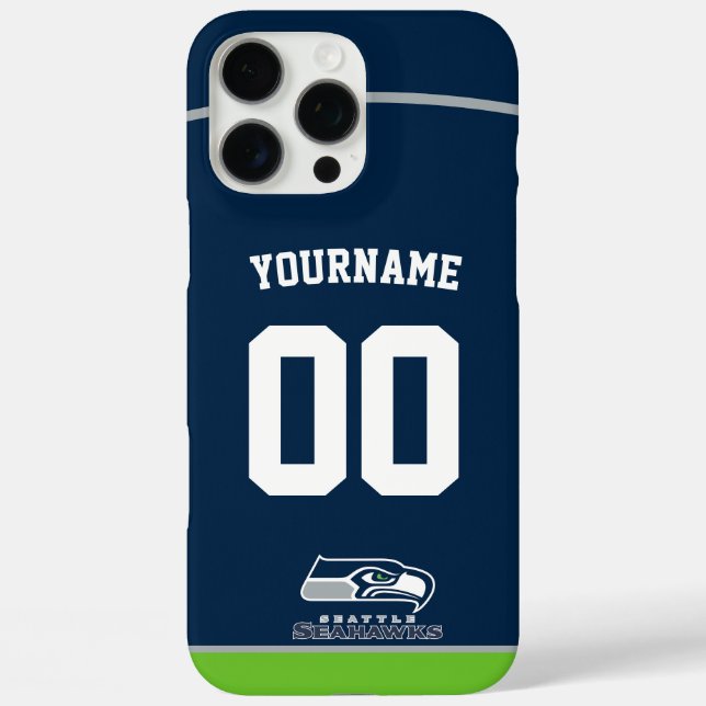 Funda iPhone 16 Pro Max Fútbol Americano de Jersey de Seahawks personaliza (Reverso )