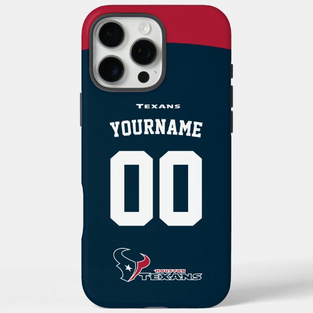 Funda iPhone 16 Pro Max Fútbol Americano de Jersey para Texanos Personaliz (Reverso)