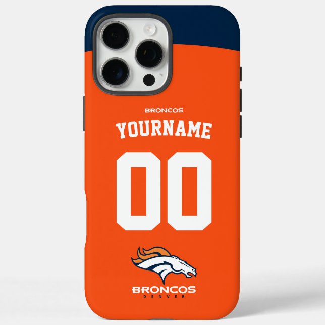 Funda iPhone 16 Pro Max Fútbol Americano Personalizado de Jersey de Bronco (Reverso)