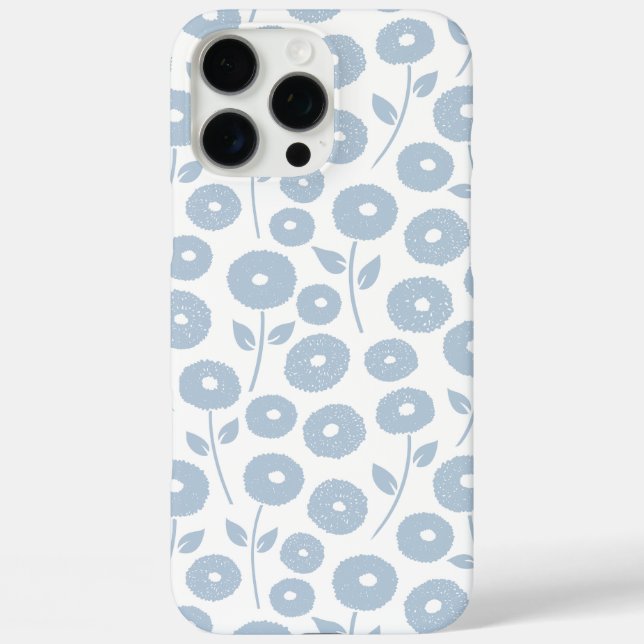 Funda iPhone 16 Pro Max Fuzzy Flower Rpt Pattern Blue on White (Reverso )
