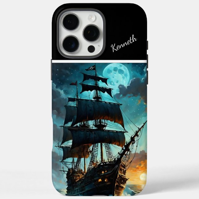 Funda iPhone 16 Pro Max Galleon Under Moonlit Sky (Reverso)