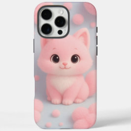 Funda iPhone 16 Pro Max Gatito rosa adorable con recuerdos de color