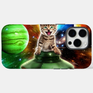 Funda iPhone 16 Pro Max Gato alienígena en el platillo de ufo