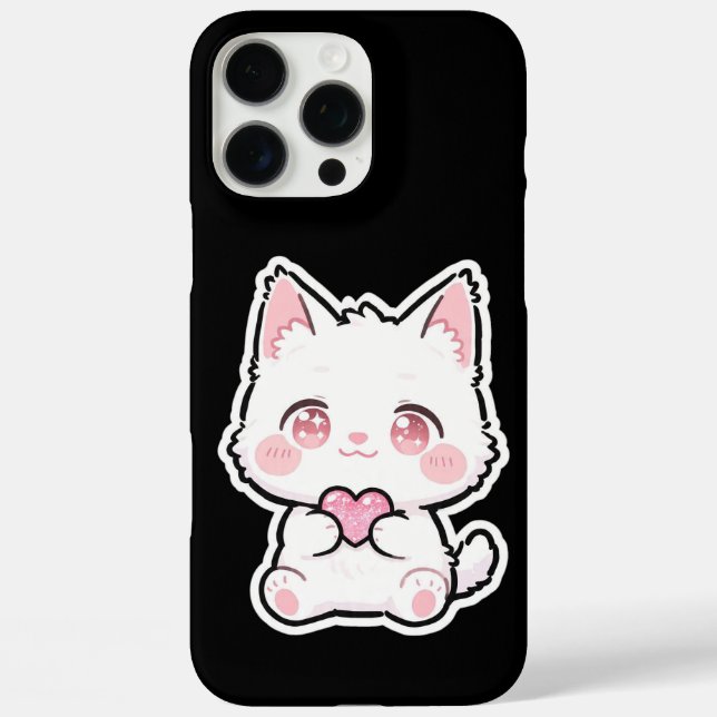 Funda iPhone 16 Pro Max Gato blanco encantador (Reverso )