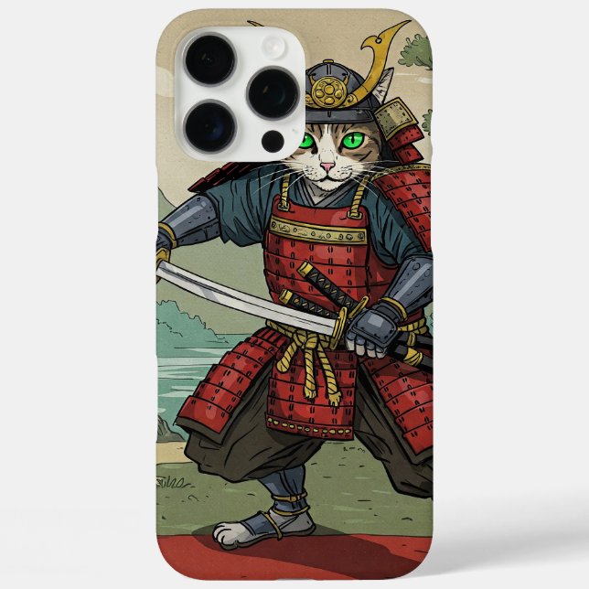 Funda iPhone 16 Pro Max Gato de Samurai (Reverso )