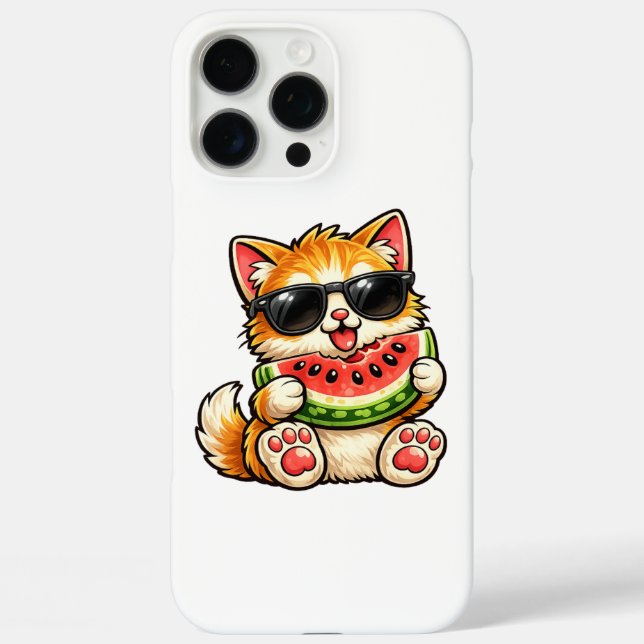Funda iPhone 16 Pro Max Gato de sandía genial (Reverso )