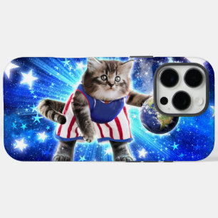 Funda iPhone 16 Pro Max Gato espacial jugando al baloncesto