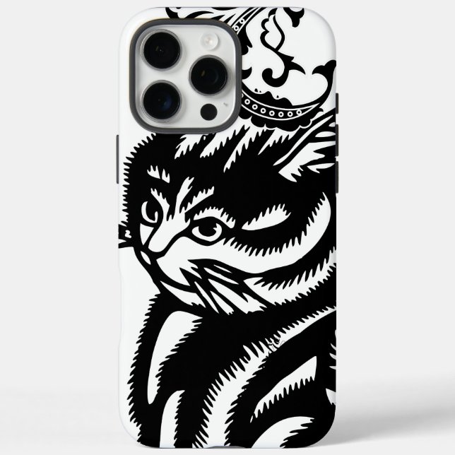Funda iPhone 16 Pro Max Gato negro personalizado (Reverso)