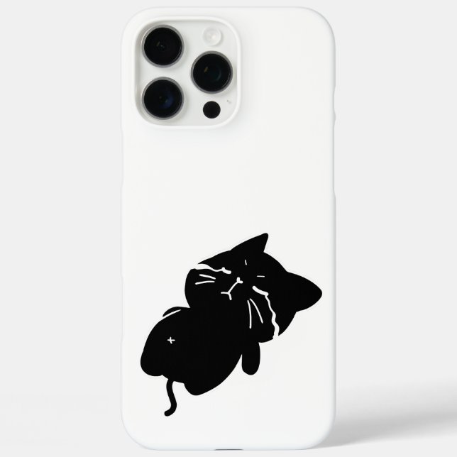 Funda iPhone 16 Pro Max Gato Negro Regordete Adorable (Reverso )