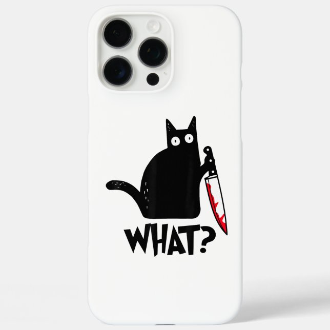 Funda iPhone 16 Pro Max Gato Qué_ Gracioso Gato Negro  (Reverso )
