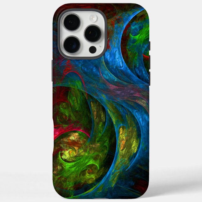 Funda iPhone 16 Pro Max Génesis Arte abstracto azul (Reverso)