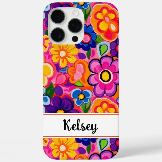Funda iPhone 16 Pro Max Genial floral personalizado retro (Reverso )