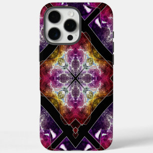 Funda iPhone 16 Pro Max Geométrico Vibrante con Acentos Púrpura y Dorado