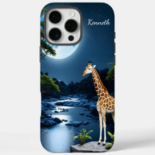 Funda iPhone 16 Pro Max Giraffe bajo una luna llena