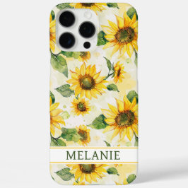 Funda iPhone 16 Pro Max Girasoles en Acuarela Monogramados